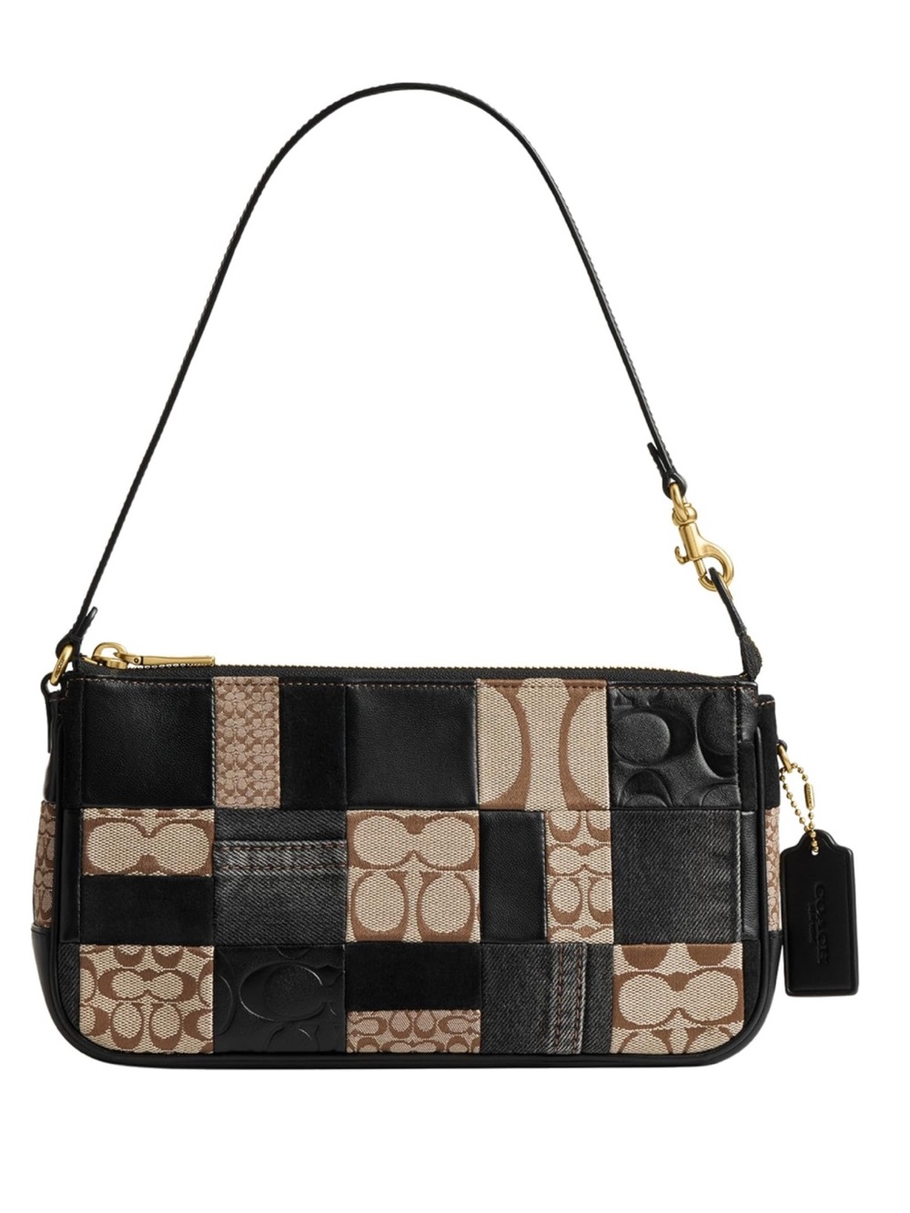 Coach Patchwork Plaza Shoulder Bag in Black and Brown - New
